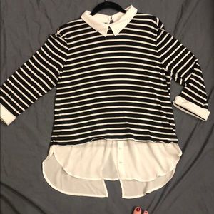 Black and White “Layered Look” Top